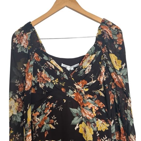 VERONICA BEARD Avani Floral Silk Chiffon Maxi Dress in Oxblood Multi Size 4 - Picture 9 of 15